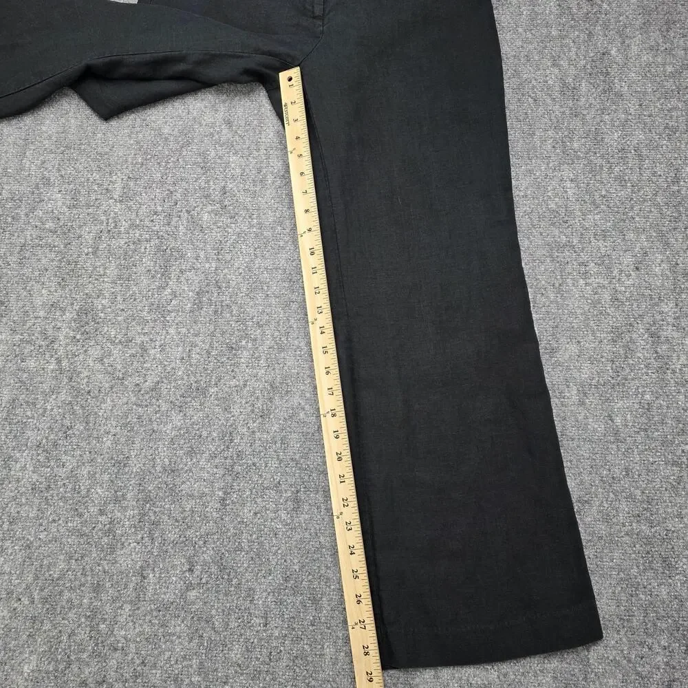 J Jill Pants Womens Petite 10 Black Linen Wide Leg Dress Trousers Casual Summer - Picture 8 of 16